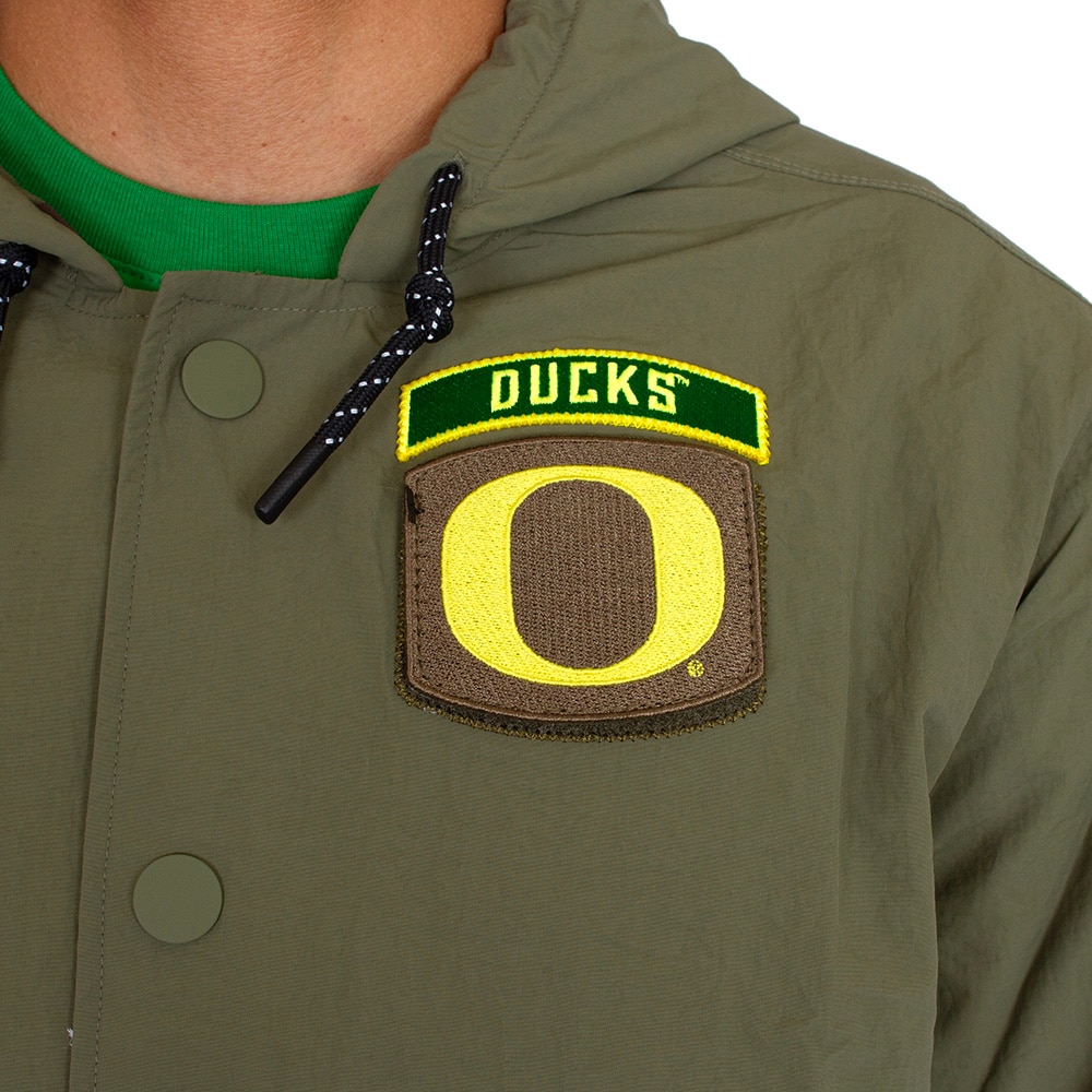 Classic Oregon O, Nike, Green, Coat/Jacket, Nylon, Men, Snap Front, Military, 2024, Lightweight, 812186